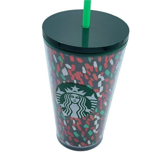 Starbucks Holiday Green Confetti Christmas Tumbler New With Lid And Straw - Picture 2 of 5